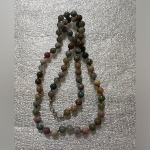 Vintage Stirling silver 925 with Chinese beads jaspers necklace